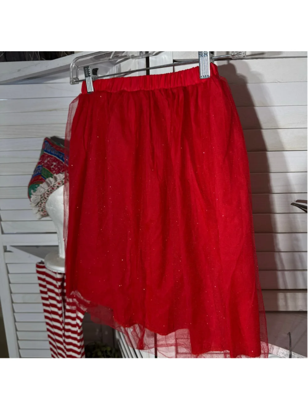 Vintage Christmas Elf costume complete hat skirt top stocking Halloween girls 12
